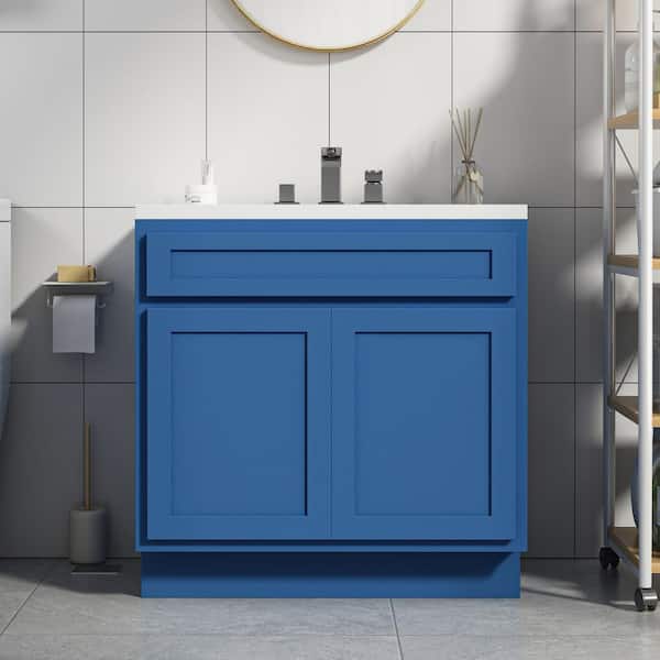 Vanity Art 36 in. W x 21 in. D x 32.5 in. H 2-Doors Bath Vanity Cabinet without Top in Blue