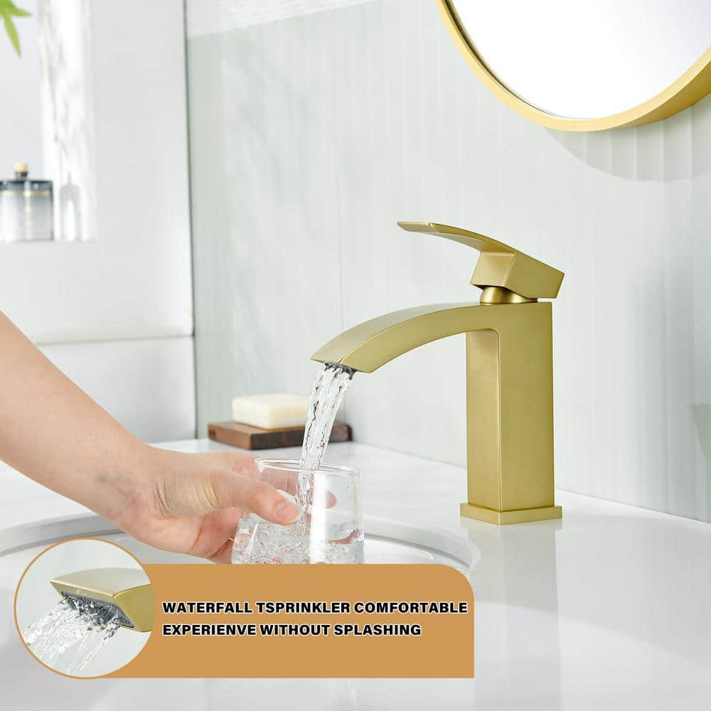Brushed Gold Single-Handle Bathroom Faucet