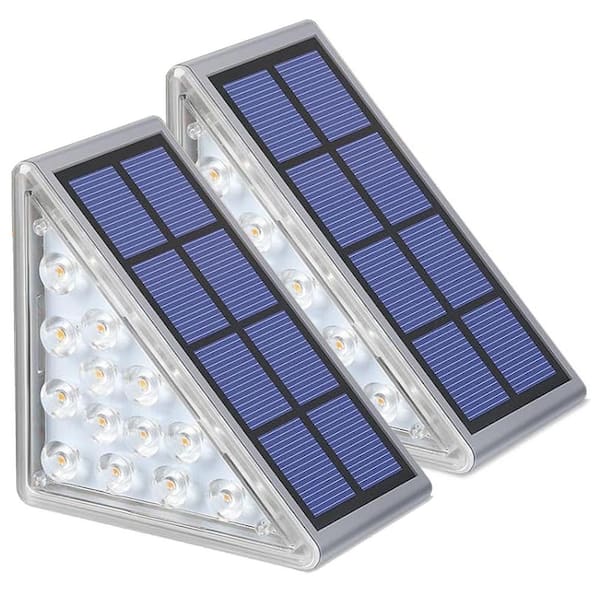 Solar Step Lights Outdoor 6 Pack Warm White Waterproof IP67 Auto On Off Triangular Design w/ 13 LEDs for Deck Patio Way