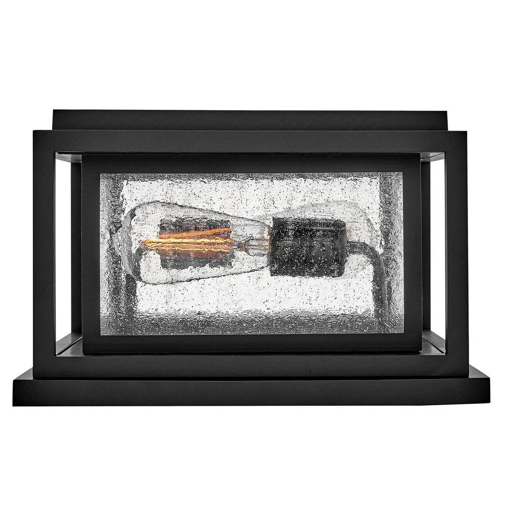 Black Outdoor Pier Mount Lantern with Clear Seedy Glass