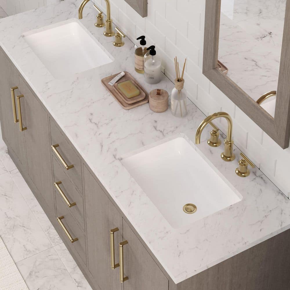 Hugo 72'' Gray Oak Double Vanity with Marble Top
