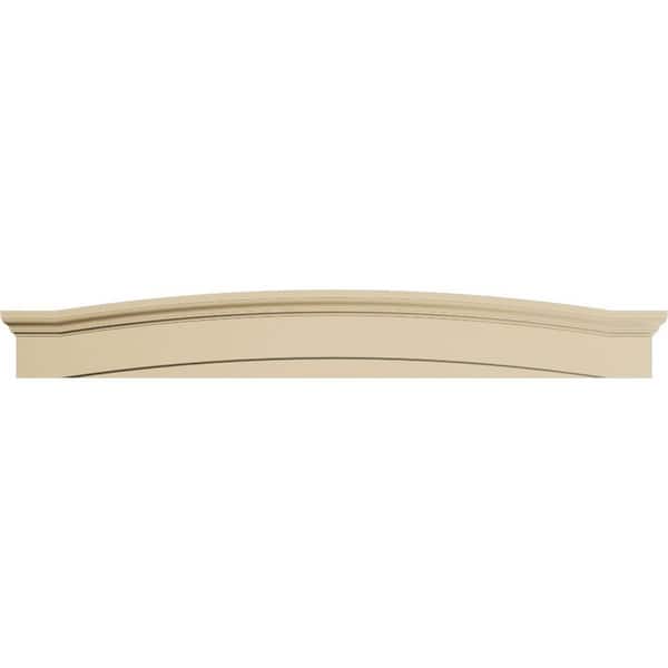 76 in. W x 10-1/2 in. H x 2-3/4 in. P Eyebrow Signature Urethane Pediment, Primed Tan