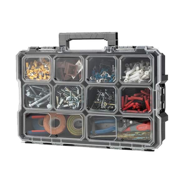 Husky 10-Compartment Interlocking Small Parts Organizer in Black