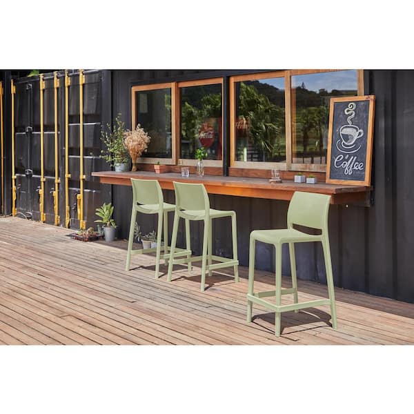 Sensilla 37 in. Wasabi Green Indoor/Outdoor Stackable Counter Stool (Set of 2)