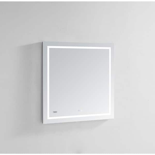 Daytona 30.00 in. W x 40.00 in. H Rectangular Frameless Wall Mount LED Light Bathroom Vanity Mirror with Mirror Defogger