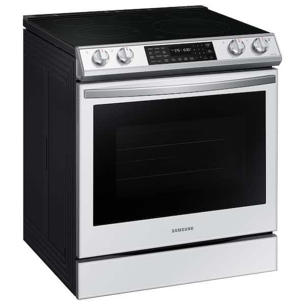 Samsung Bespoke 30 in. 6.3 cu. ft. Smart 5-Element Slide-In Electric Range  with Air Fry Convection Oven in White Glass NE63BB851112 - The Home Depot