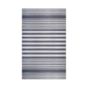 Kadin Grey 6 ft. x 9 ft. Modern Striped Indoor/Outdoor Area Rug