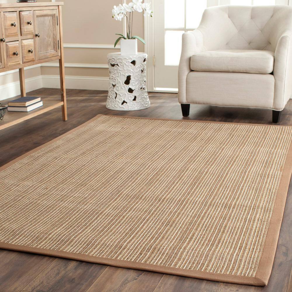 Tan Hand-Knotted Wool and Cotton Area Rug, 6' x 9'