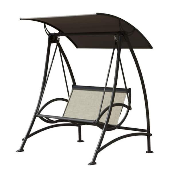 700 lbs. 2-Seat Metal Patio Swing Chair with Adjustable Canopy