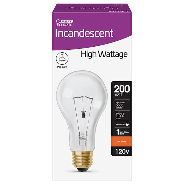 200-Watt High Lumen Clear A21 Medium E26 Soft White (2700K) Utility Incandescent Light Bulb (1-Pack)