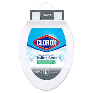 Clorox Elongated Closed Front Plastic Toilet Seat in White with Easy-Off Hinges