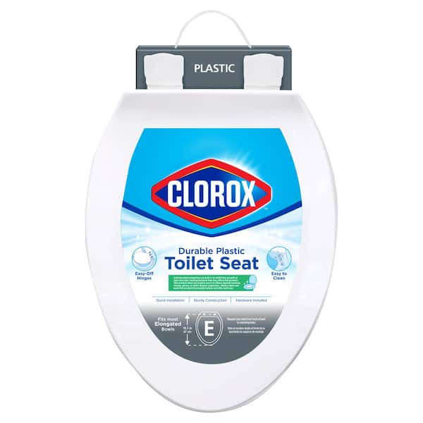 Clorox Clorox Elongated Closed Front Plastic Toilet Seat in White with Easy-Off Hinges