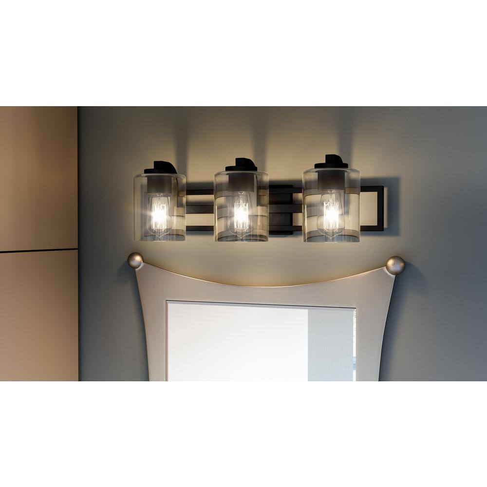 Lansdowne 24" Matte Black Steel 3-Light Vanity Fixture