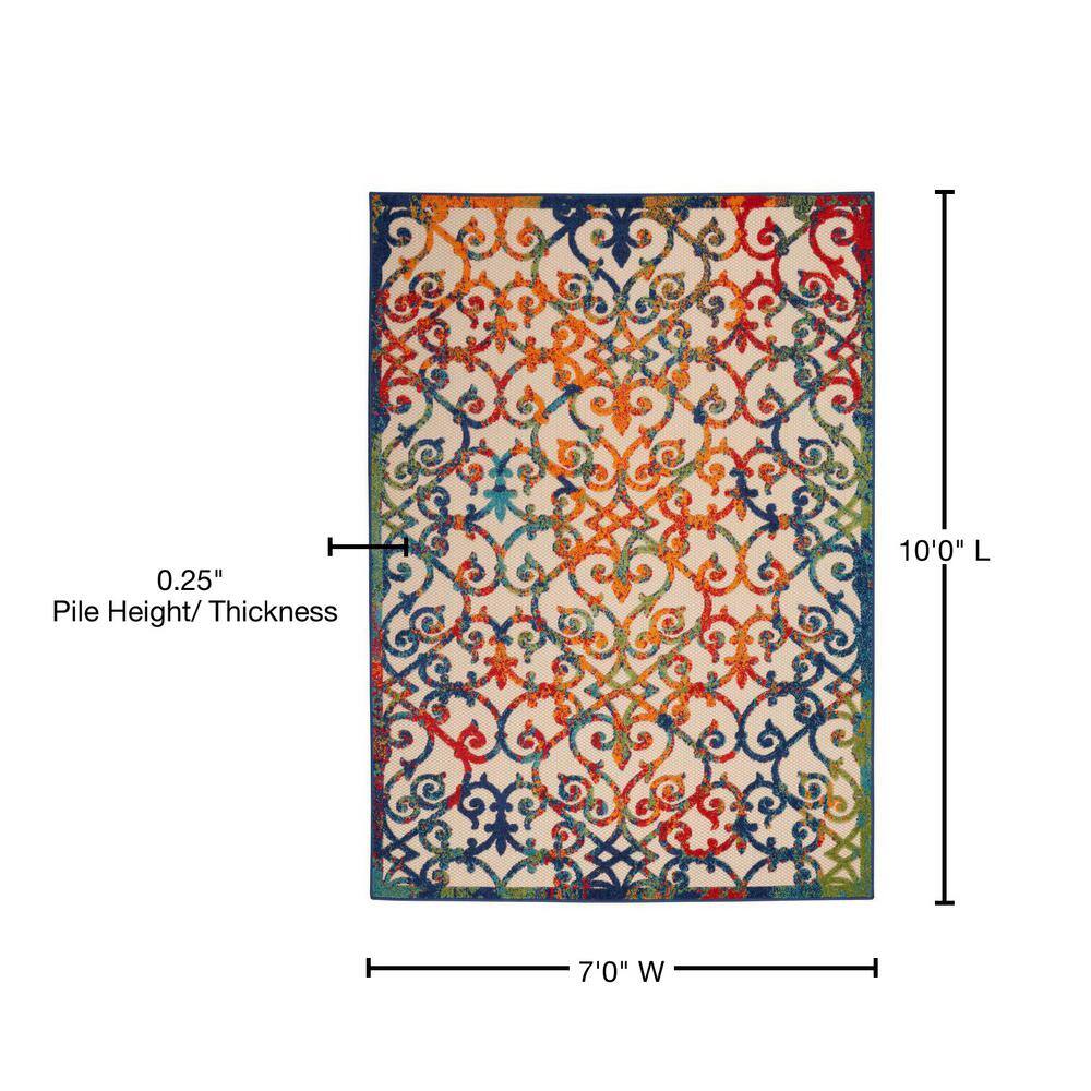 Nourison Aloha 7' x 10' Multicolor Flat Woven Indoor/Outdoor Rug
