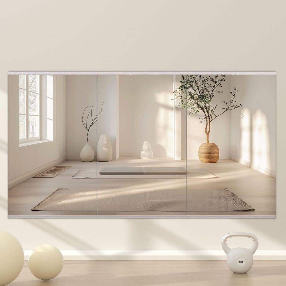 48 in. W x 30 in. H 3 pieces Rectangle Frameless Tempered Glass Full Length Wall Mirror Dance Studio Gym Yoga Mirror price history on PriceWatchPro