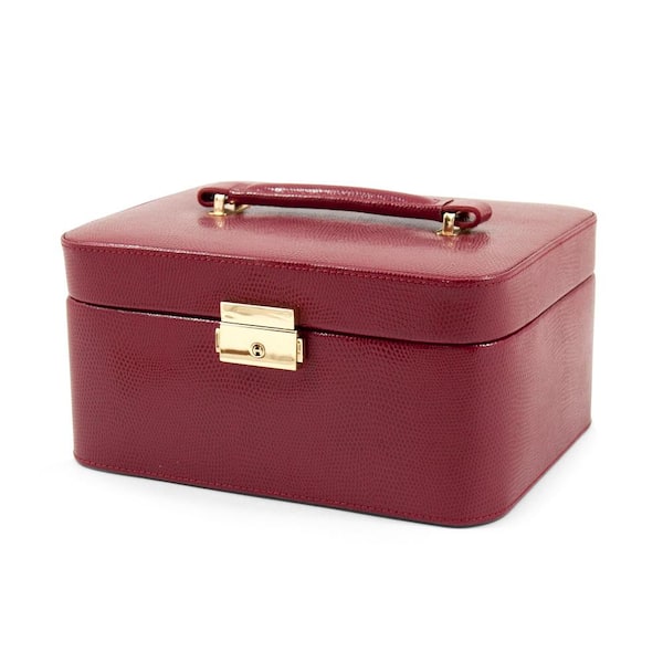 Red "Lizard" Debossed Leather Jewelry Box