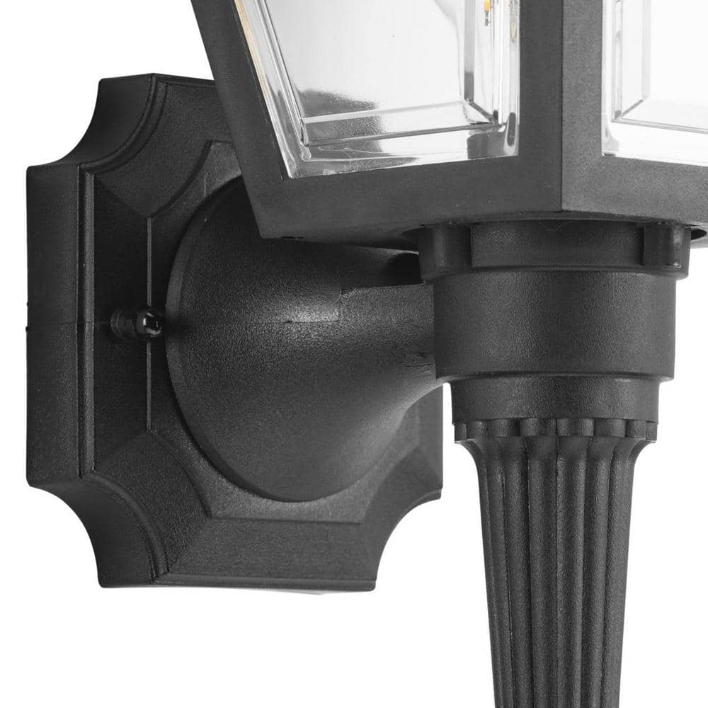 Black 17-Inch Outdoor Wall Lantern with Clear Acrylic Panels