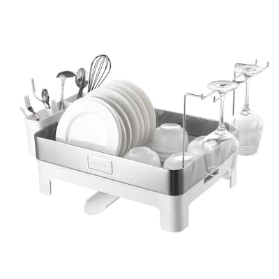 simplehuman Compact Dish Rack in White Plastic KT1104 - The Home Depot