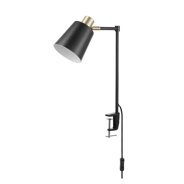 Globe Electric Lex 19 in. Black with Gold Accents Clamp-On Desk Lamp