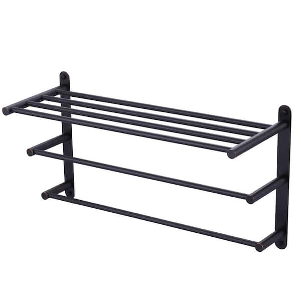 24 in. Oil Rubbed Bronze 3-Tier Wall Mounted Towel Rack with Mounting Hardware in Stainless Steel