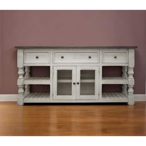 Ivory TV Stand Fits TV's up to 70 in. with Drawers;Shelves;Cabinet