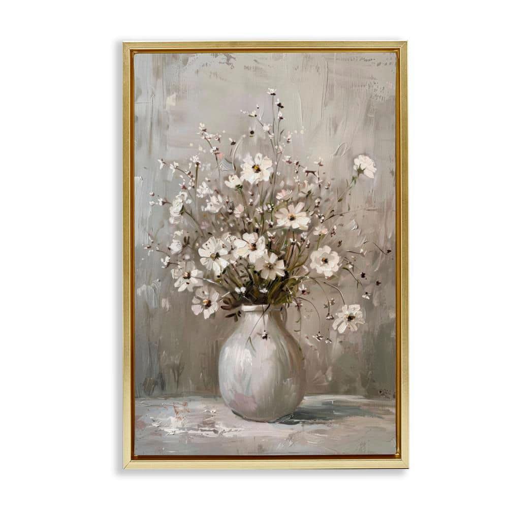 Vintage Still Life Daisies by LSR Design Studio Gold Floater Frame Nature Graphic Art Print 31 in. x 21 in. price history on PriceWatchPro