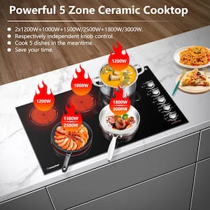 36 in. 5 Elements Ceramic Electric Cooktop in Black with Hot Surface Indicator (220V-240V/8900W)