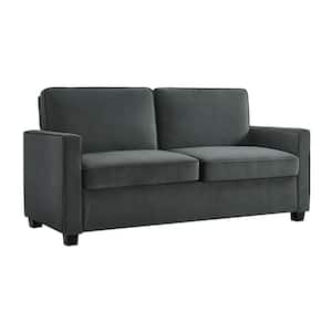 Celeste 70 in. Gray Velvet 2-Seat Full Size Sleeper Sofa