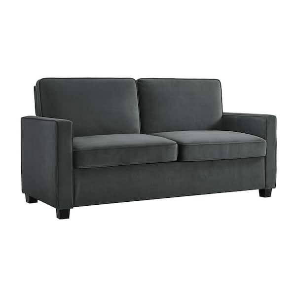 DHP Celeste 70 in. Gray Velvet 2-Seat Full Size Sleeper Sofa