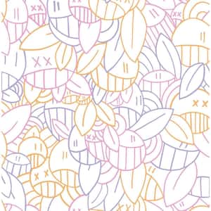 Multi-Colored Warm Floral Sequence Peel and Stick Wallpaper Sample
