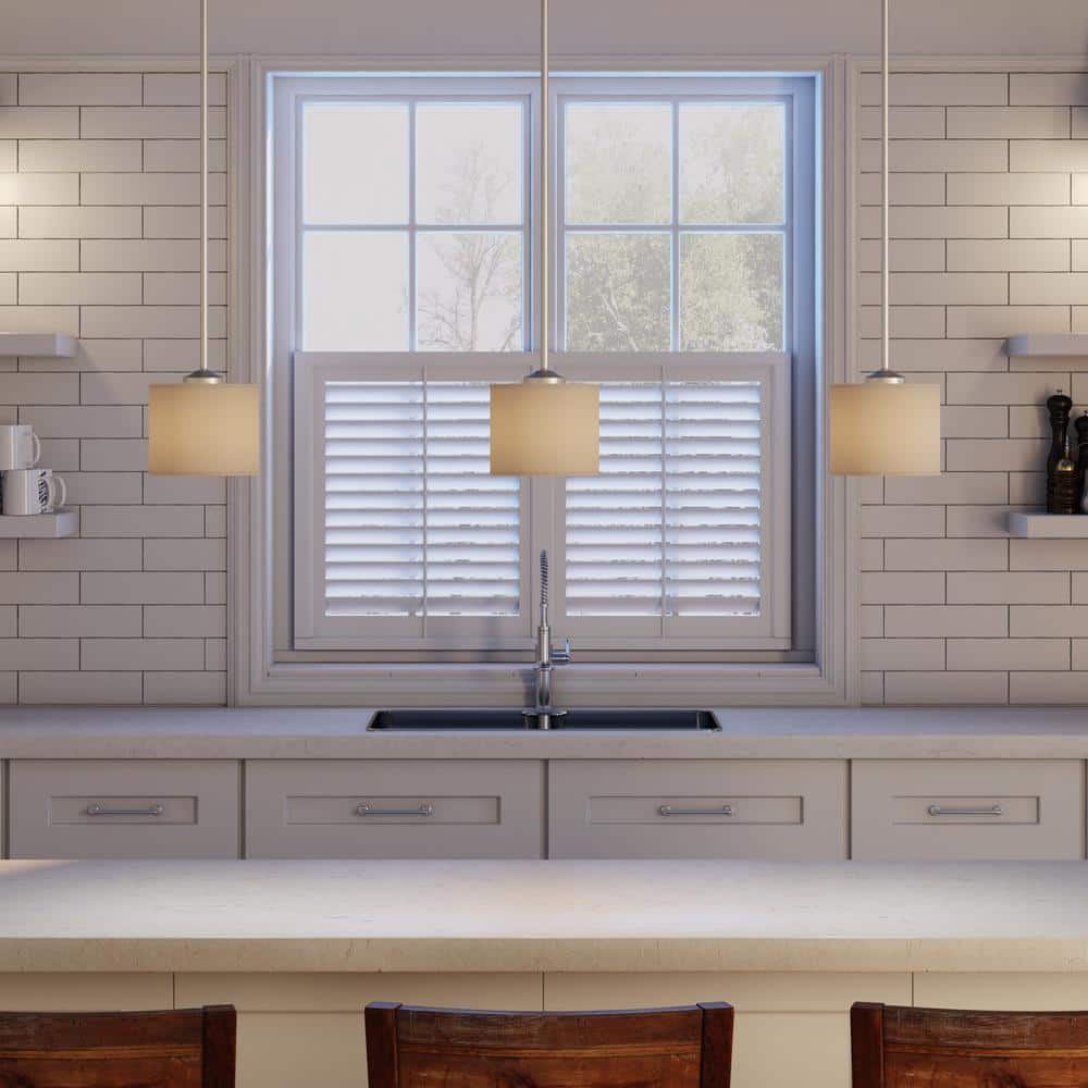 Brushed Nickel Mini Pendant with Off-White Linen Shade