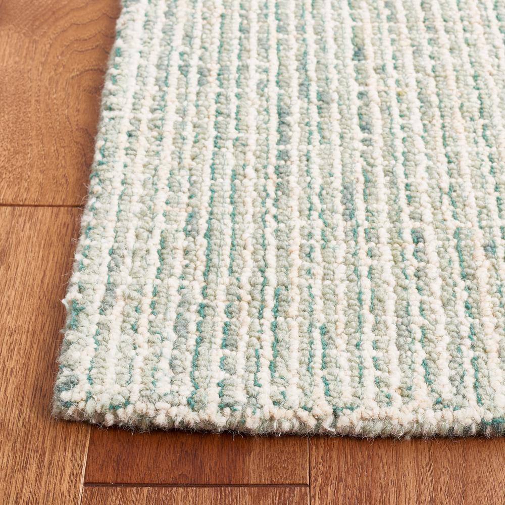 Ivory and Green Abstract Hand-Tufted Wool Square Rug, 4' x 4'