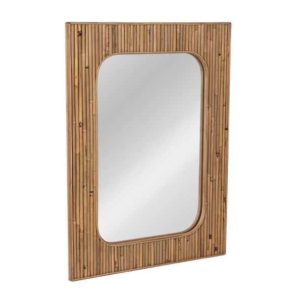 Storied Home 23.6 in. W x 31.8 in. H Rattan Natural Decorative Mirror