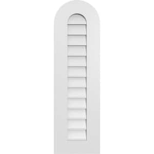 12 in. x 40 in. Round Top Surface Mount PVC Gable Vent: Decorative with Standard Frame