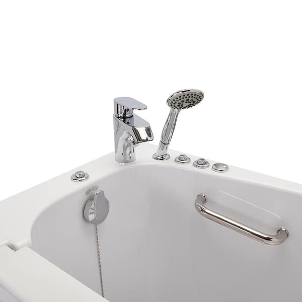Deluxe 55 in. Walk-In Whirlpool and Air Bath Bathtub in White, Thermostatic Faucet, Digital Control, LH 2 in. Dual Drain