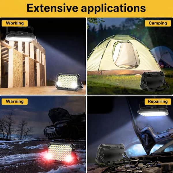 5 Volt 10000 Lumen LED Rechargeable Work Light with 12000mAh Power Bank, 4 Modes, IP65 Magnetic Flood Light