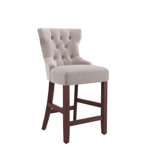 Dorel Living Vienna Taupe Velvet 24 in. Counter Stool (Set of 2)