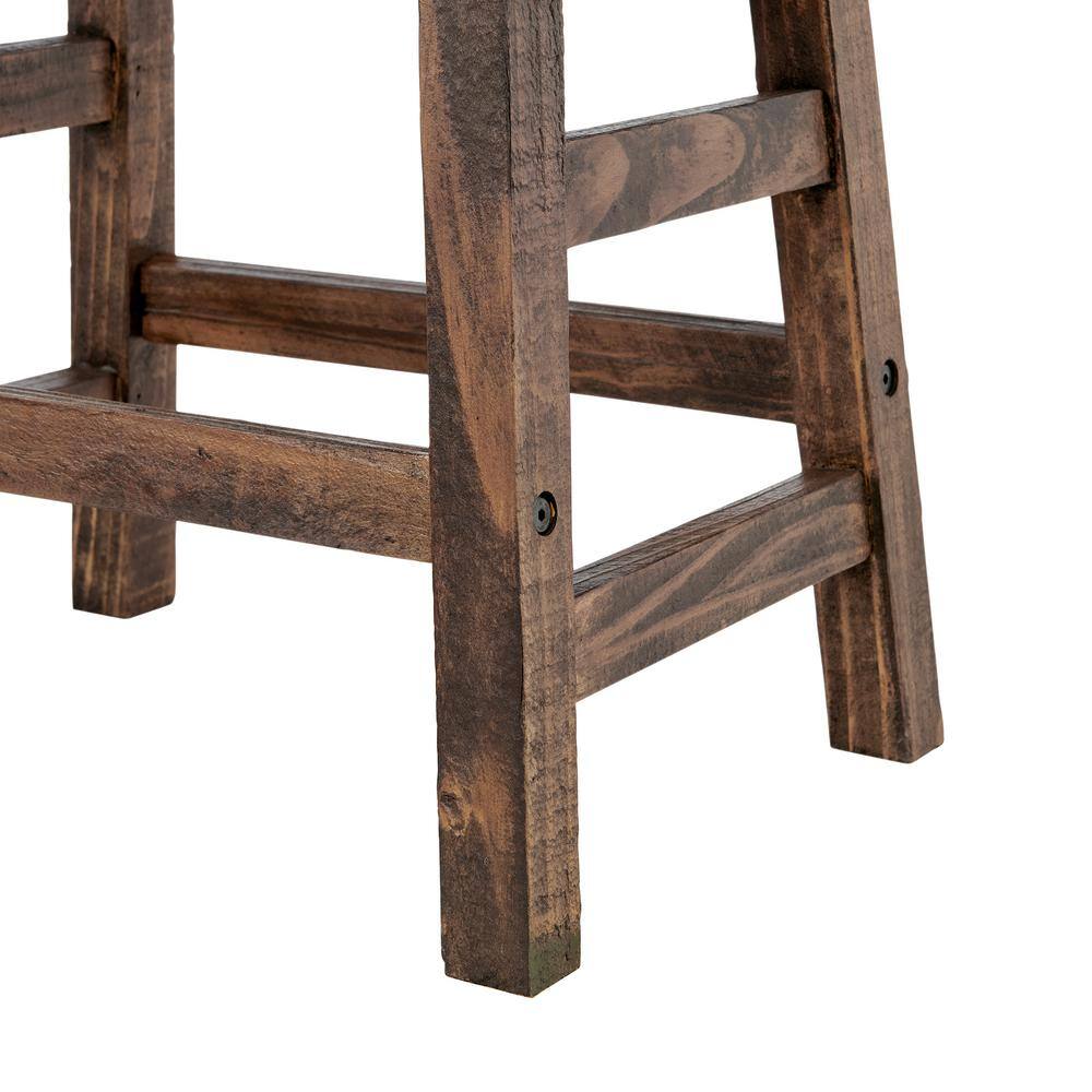 Pomona 20" Rustic Brown Reclaimed Wood Saddle Barstool