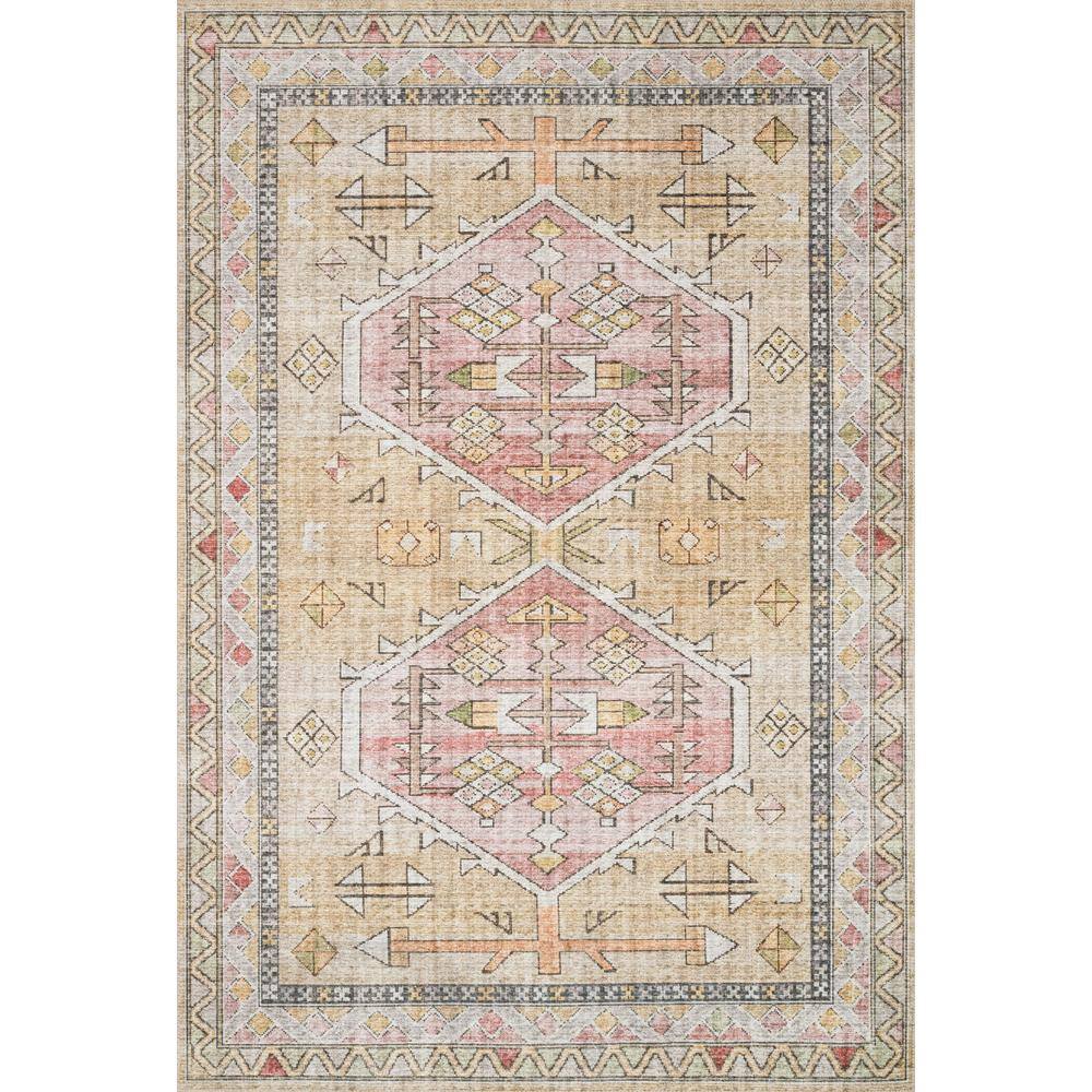 Elegant Oriental Gold & Blush Wool Blend 9' x 12' Area Rug