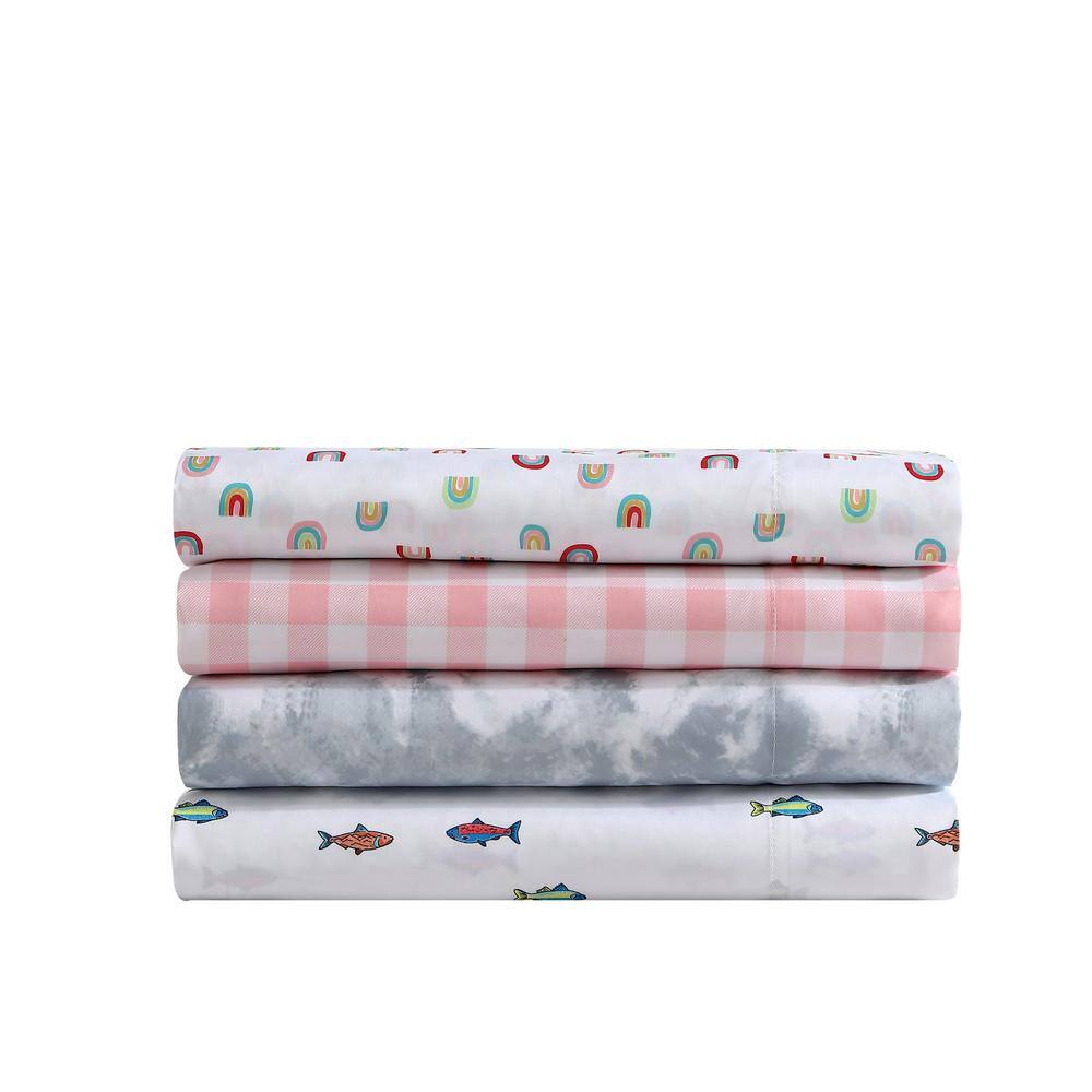 Twin Pink Plaid Polyester Microfiber Kids Sheet Set