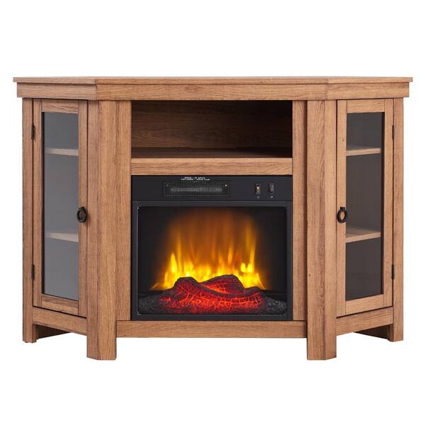 HEARTHPRO 56 in. Corner Media Electric Fireplace in Rustic Barn Wood