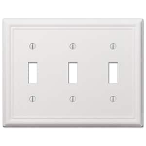 Ascher 3-Gang White Toggle Stamped Steel Wall Plate