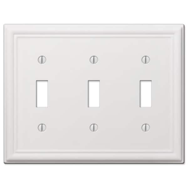 AMERELLE Ascher 3-Gang White Toggle Stamped Steel Wall Plate
