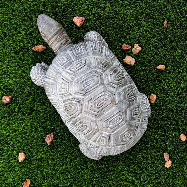 羅本製所 gray turtle Agavochelon: mutatus XBRAND 16.1 in L Grey Polystone Indoor Outdoor Turtle Statue for
