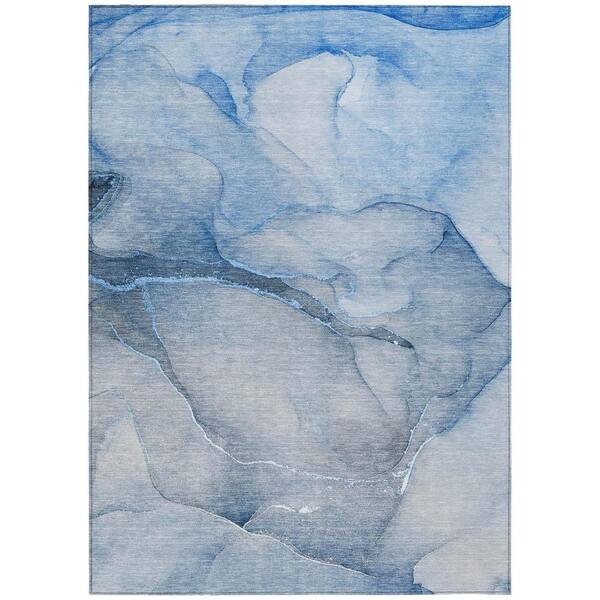 HomeRoots Blue 3 ft. x 4 ft. Abstract Indoor / Outdoor Area Rug ...