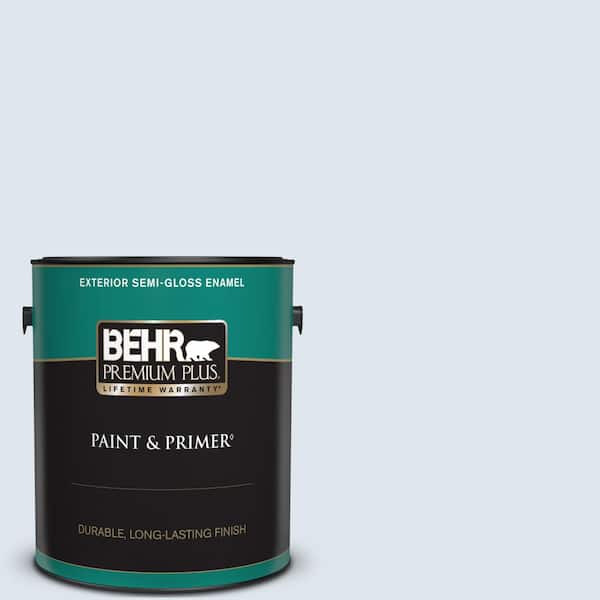 BEHR PREMIUM PLUS 1 gal. #580A-1 Fog Semi-Gloss Enamel Exterior Paint & Primer