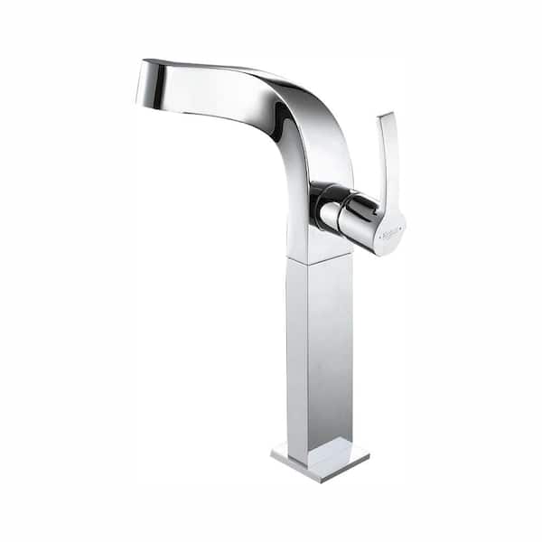 KRAUS Typhon Single Hole Single-Handle High-Arc Vessel Bathroom Faucet in Chrome