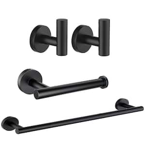 4 -Piece Bath Hardware Set with Mounting Hardware in Stainless Steel Matte Black