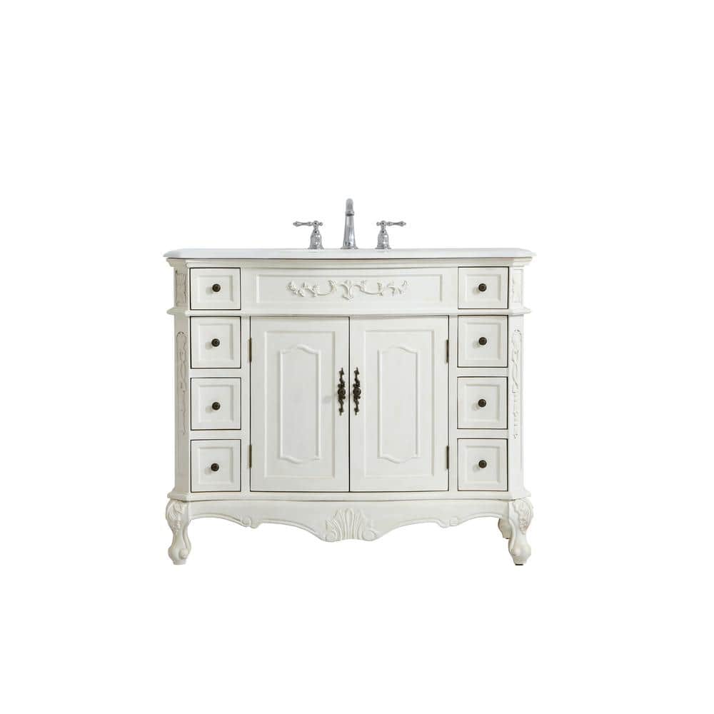 Simply Living 42 in. W x 21 in. D x 36 in. H Bath Vanity in Antique White w