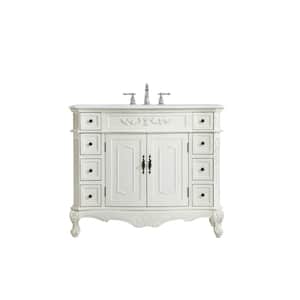 Simply Living 42 in. W x 21 in. D x 36 in. H Bath Vanity in Antique White with Ivory White Engineered Marble